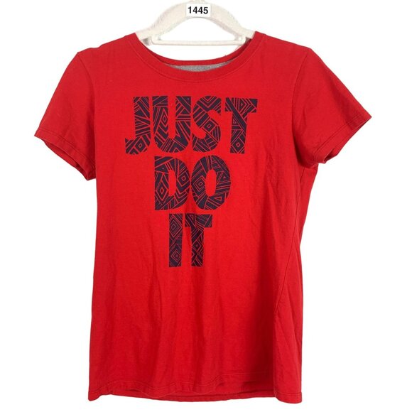 🟣🟣🟣 NIKE Boys Size Medium Red "Just Do It" Short Sleeve Shirt - Picture 1 of 6